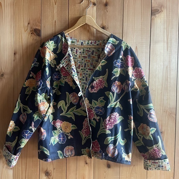Vintage Art to Wear Reversible Cotton 70s Jacket House of Logan Camden Maine - Picture 1 of 9